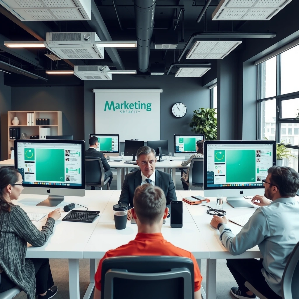 Modern marketing agency office environment